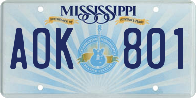 MS license plate AOK801