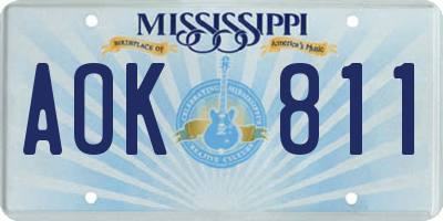 MS license plate AOK811