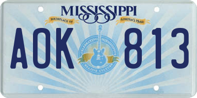 MS license plate AOK813