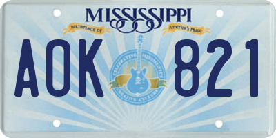 MS license plate AOK821
