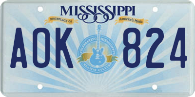 MS license plate AOK824