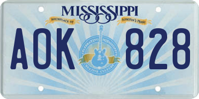 MS license plate AOK828