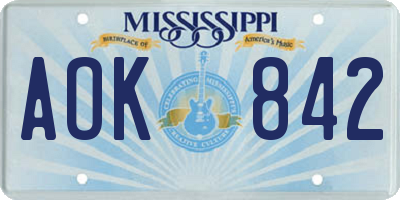 MS license plate AOK842