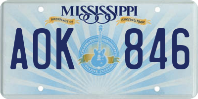 MS license plate AOK846