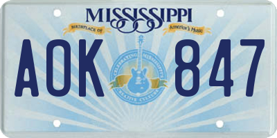 MS license plate AOK847