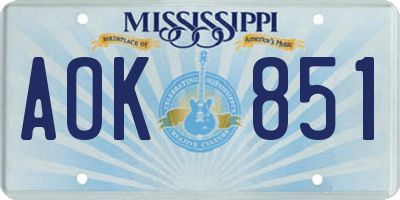 MS license plate AOK851