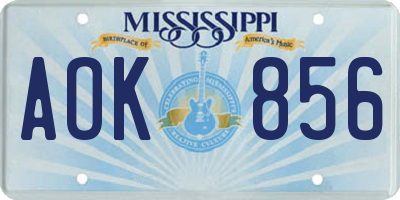 MS license plate AOK856