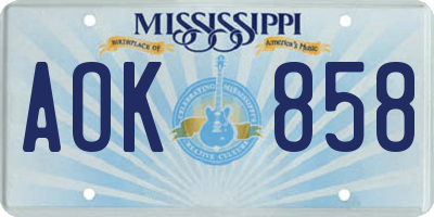 MS license plate AOK858