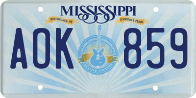 MS license plate AOK859