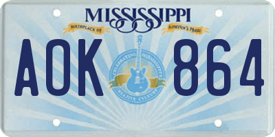 MS license plate AOK864
