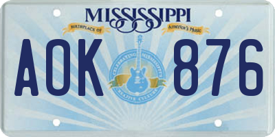 MS license plate AOK876