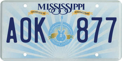 MS license plate AOK877