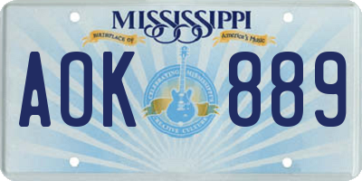 MS license plate AOK889
