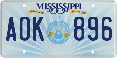 MS license plate AOK896