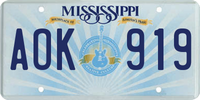 MS license plate AOK919