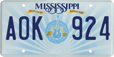 MS license plate AOK924