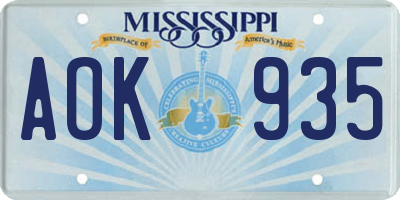 MS license plate AOK935