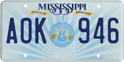 MS license plate AOK946