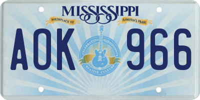 MS license plate AOK966