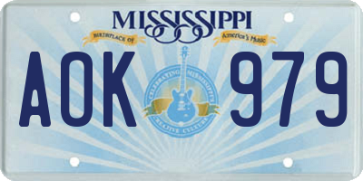MS license plate AOK979