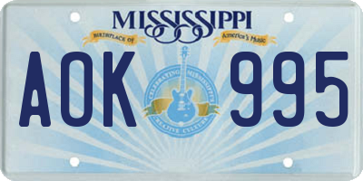 MS license plate AOK995