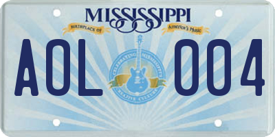 MS license plate AOL004