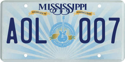 MS license plate AOL007