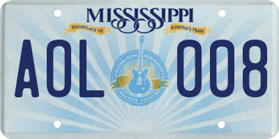 MS license plate AOL008