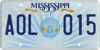 MS license plate AOL015