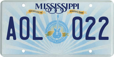 MS license plate AOL022