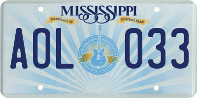 MS license plate AOL033
