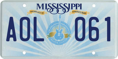 MS license plate AOL061
