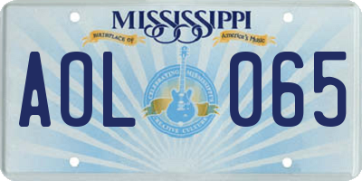 MS license plate AOL065