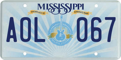 MS license plate AOL067