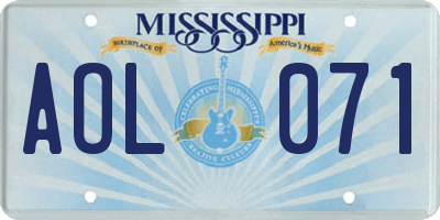 MS license plate AOL071