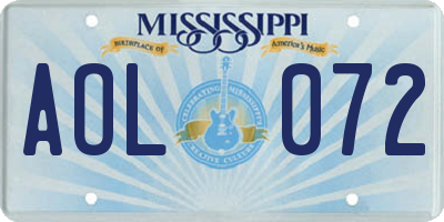 MS license plate AOL072
