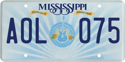 MS license plate AOL075