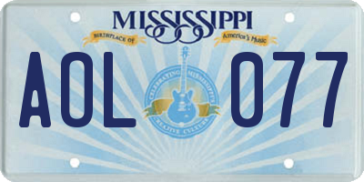 MS license plate AOL077