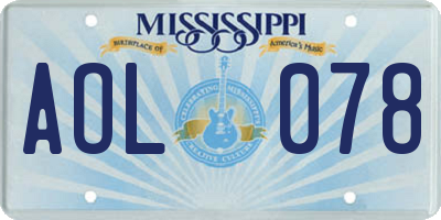 MS license plate AOL078