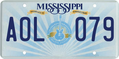 MS license plate AOL079