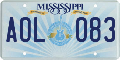 MS license plate AOL083