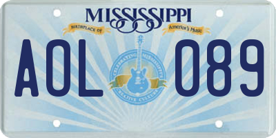 MS license plate AOL089