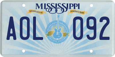 MS license plate AOL092