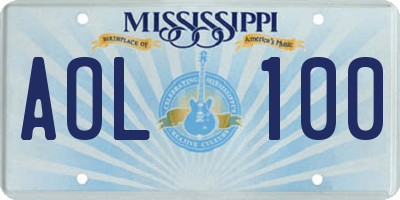 MS license plate AOL100