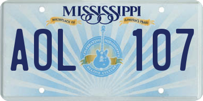 MS license plate AOL107