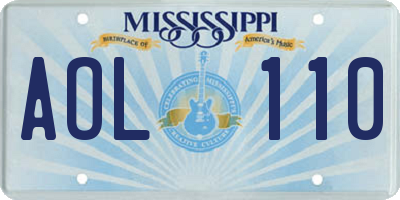 MS license plate AOL110