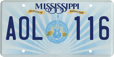 MS license plate AOL116
