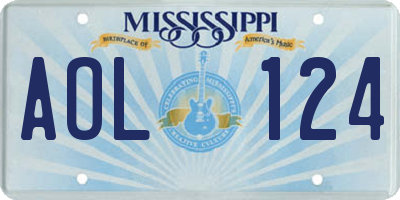 MS license plate AOL124