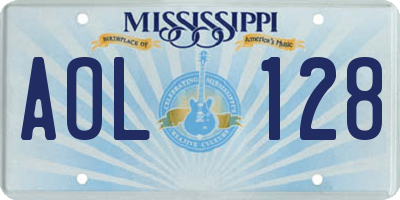 MS license plate AOL128