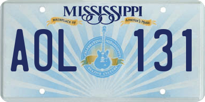 MS license plate AOL131